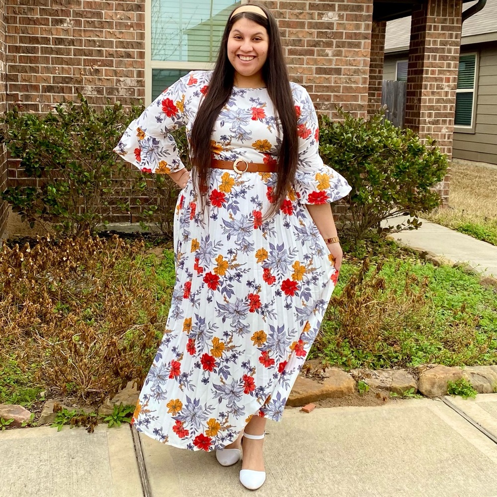 White with Florals Dress